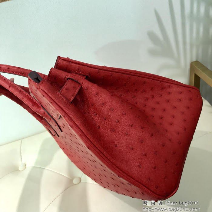 HERMES愛馬仕 鉑金包 Birkin 30 南非原產KK級鴕鳥皮 頂級工藝 手縫蠟線 時尚手提肩背包  Ama1415